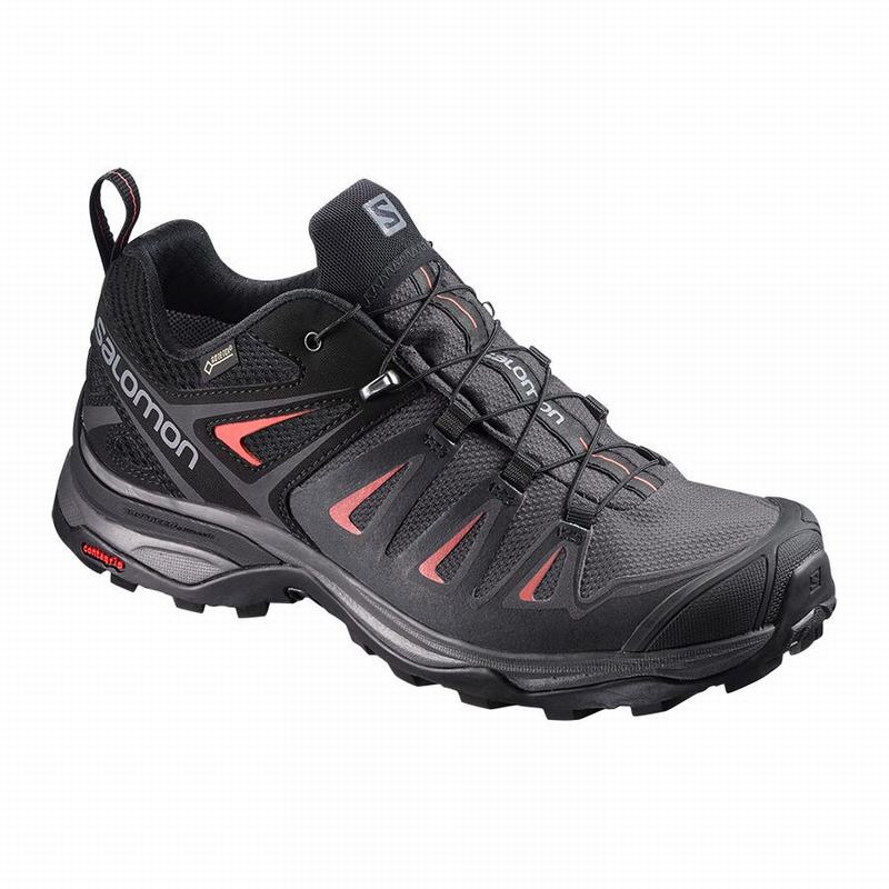 Chaussures De Randonnée Salomon Femme Noir / Rouge - Salomon X ULTRA 3 GORE-TEX - France (7052-JTSVE